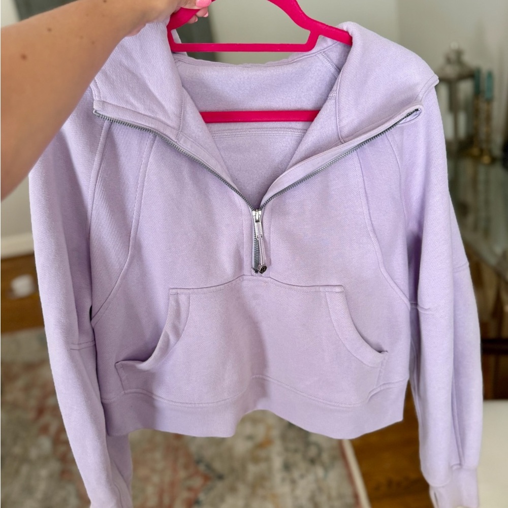 Women’s Lululemon Scuba Cropped Half-Zip Hoodie - Light Purple - Size XS/S